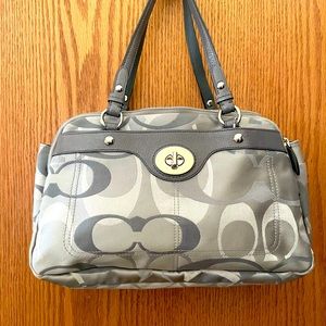 Coach Grey Signature Fabric with leather straps/scents - great condition